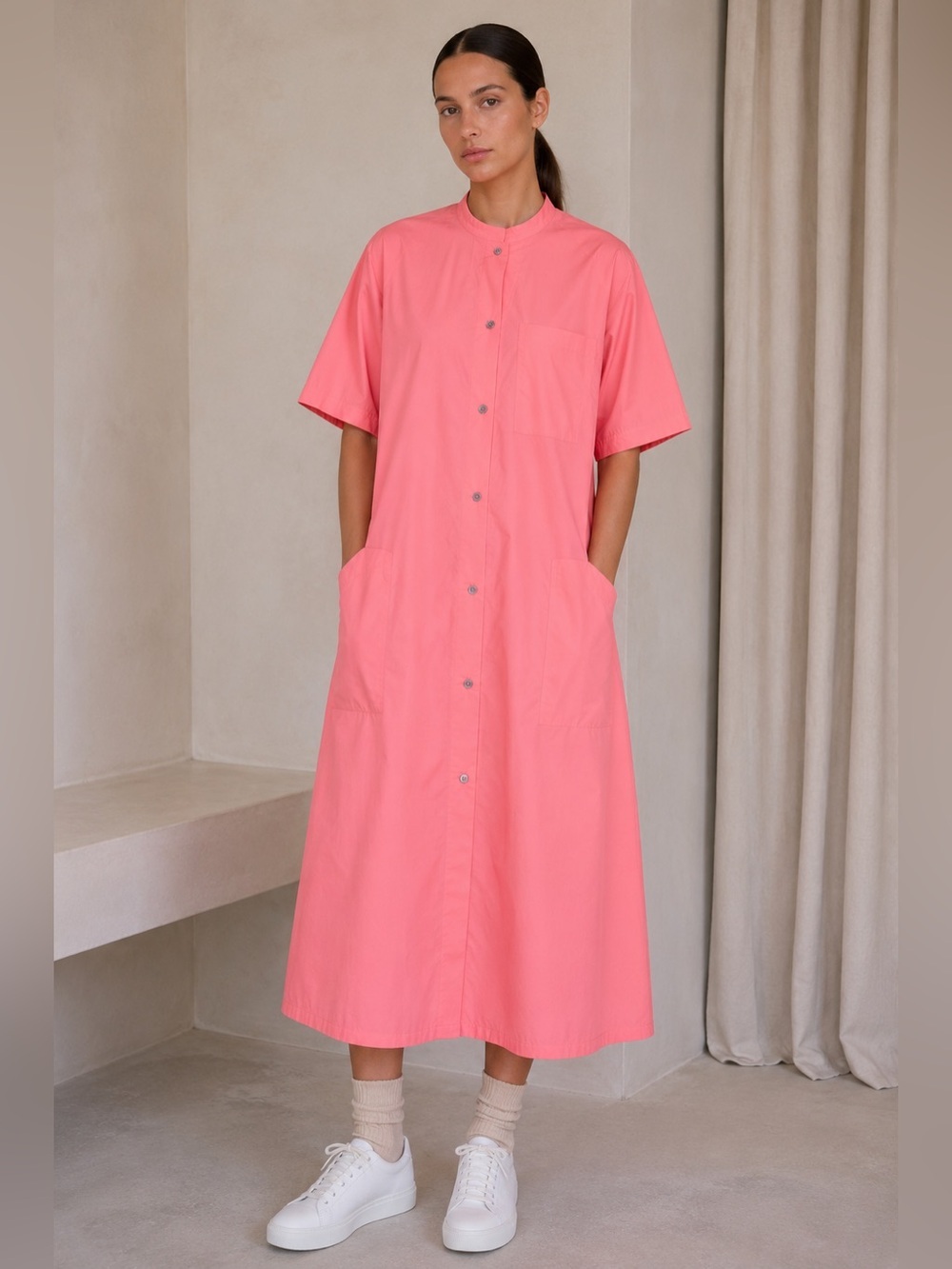 Sofie D’Hoore Desert Poplin Pink Oversized Minimalist Poplin Midi Dress 🌷 Medium